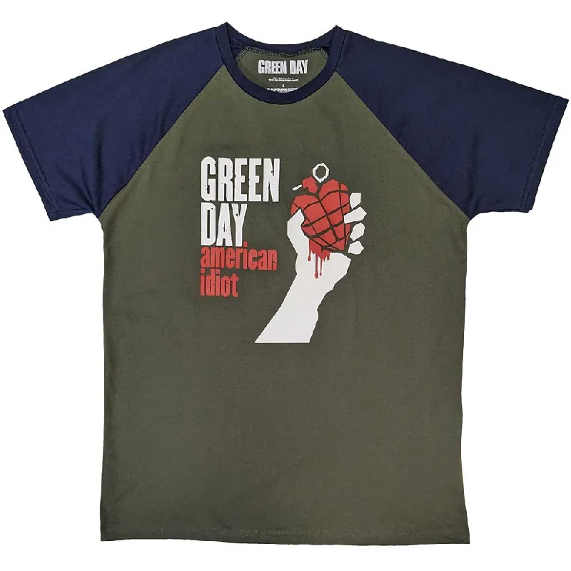 Green Day | Official Band Raglan T-Shirt | American Idiot Knit Fabric Woven Fabric Fleece Fabric Green Day | Official Band Raglan T-Shirt | American Idiot Knit Fabric Woven Fabric Fleece Fabric