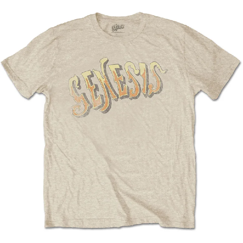 Genesis | Official Band T-Shirt | Vintage Logo - Golden Print Jacquard Patchwork