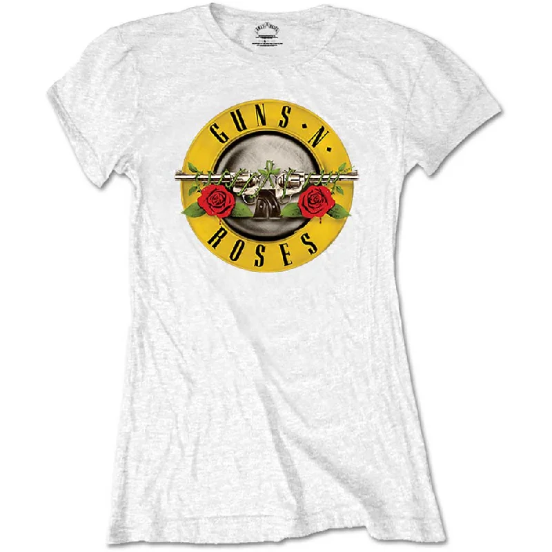 Guns N' Roses Ladies T-Shirt: Classic Logo Mesh Blend Leather Blend Suede Blend