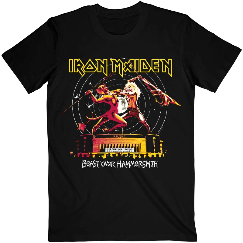 Iron Maiden | Official Band T-Shirt | Beast Over Hammersmith Eddie & Devil Tonal Ribbed Striped Patterned Iron Maiden | Official Band T-Shirt | Beast Over Hammersmith Eddie & Devil Tonal Ribbed Striped Patterned