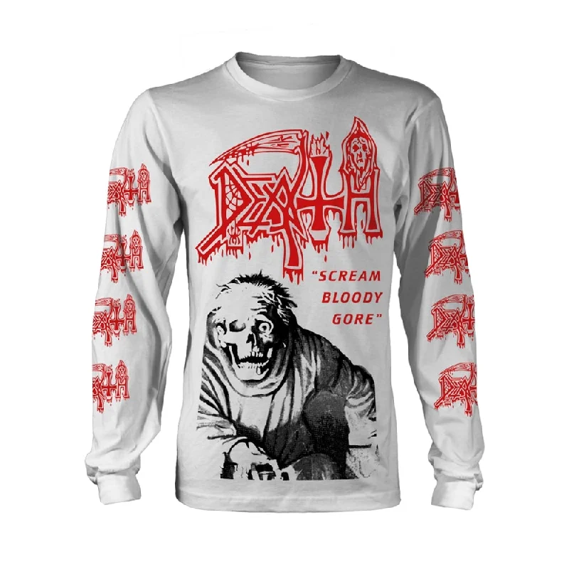 Death Unisex Long Sleeved T-shirt: Scream Bloody Gore (back print) Terry Blend Velvet Blend Canvas Blend Death Unisex Long Sleeved T-shirt: Scream Bloody Gore (back print) Terry Blend Velvet Blend Canvas Blend