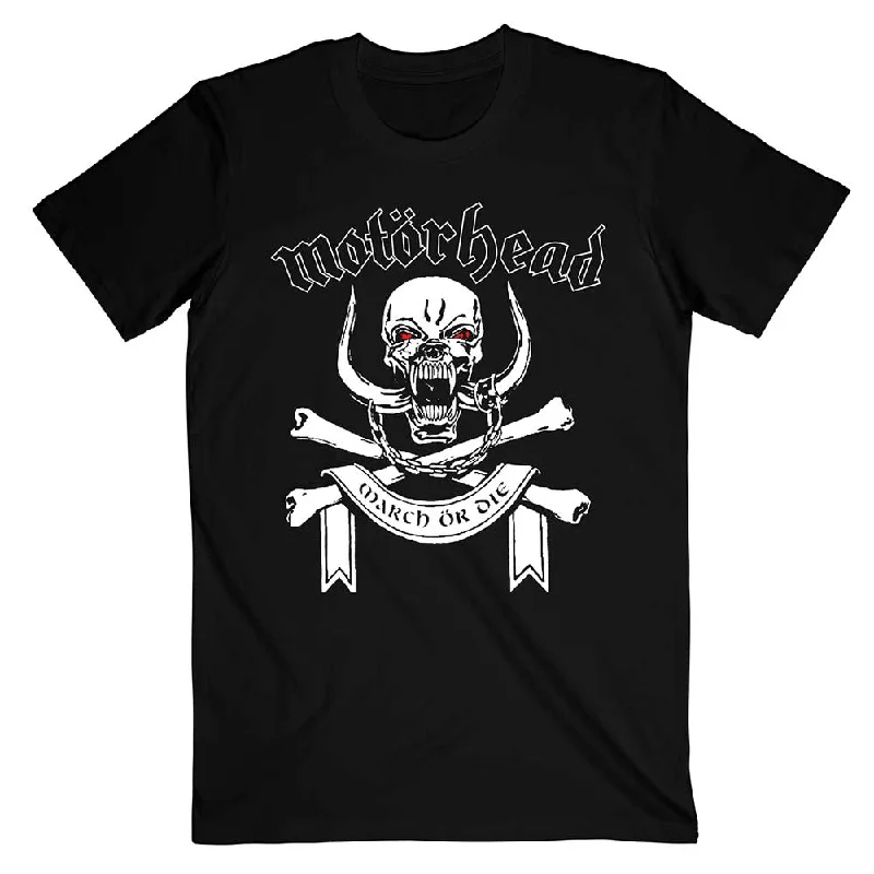 Motorhead | Official Band T-Shirt | March or Die Lyrics (Back Print) Ribbed Striped Patterned Motorhead | Official Band T-Shirt | March or Die Lyrics (Back Print) Ribbed Striped Patterned