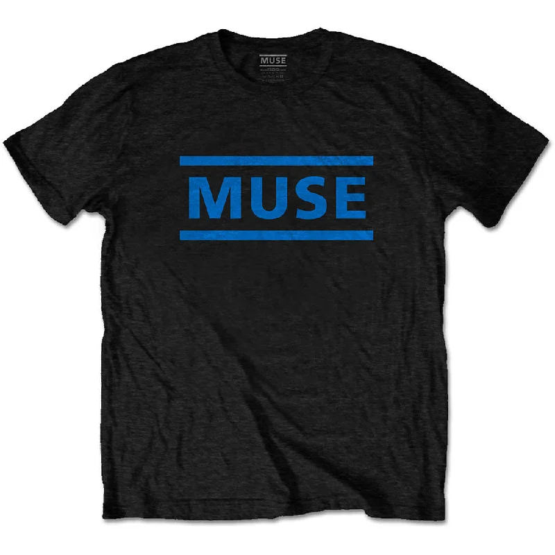 Muse | Official Band T-Shirt | Dark Blue Logo Satin Blend Silk Blend Wool Blend