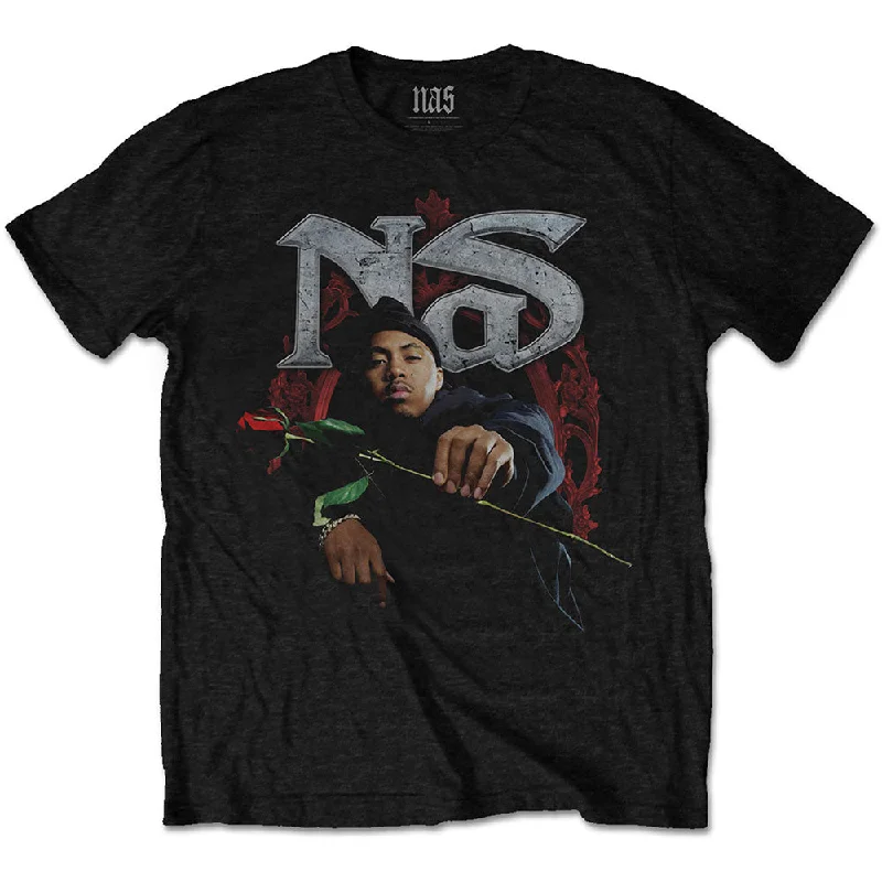 Nas | Official Band T-Shirt | Red Rose Elasticated Padded Insulated