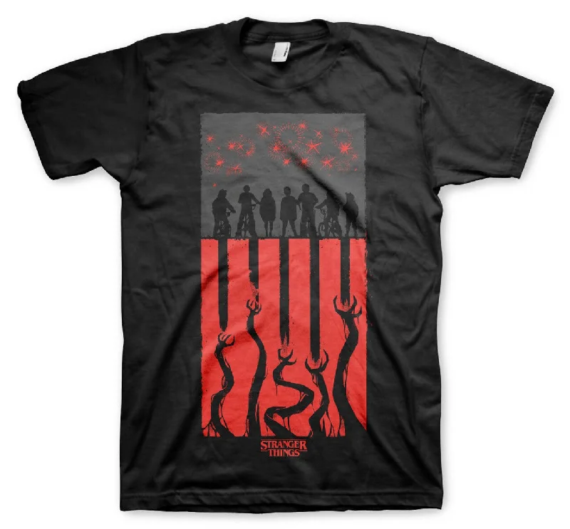 Stranger Things | Official Band T-Shirt | Flag Hooded Caped Shawl Collar