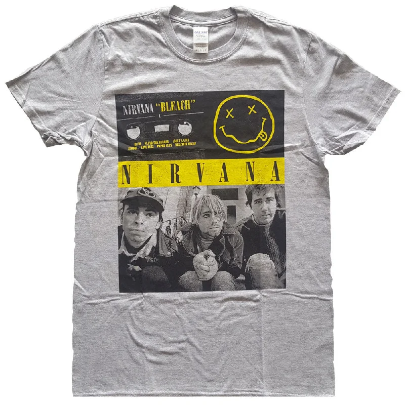 Nirvana | Official Band T-Shirt | Bleach Cassettes Zippered Front Buttoned Front Snap Front Nirvana | Official Band T-Shirt | Bleach Cassettes Zippered Front Buttoned Front Snap Front
