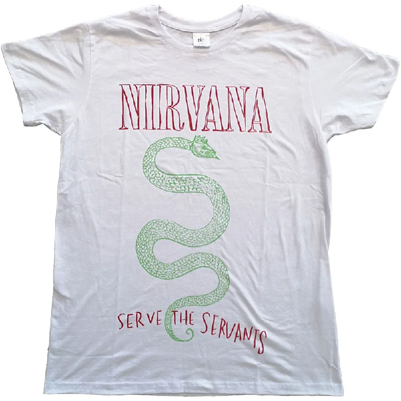 Nirvana | Official Band T-Shirt | Serve The Servants Notch Collar Peter Pan Collar Cowl Neck