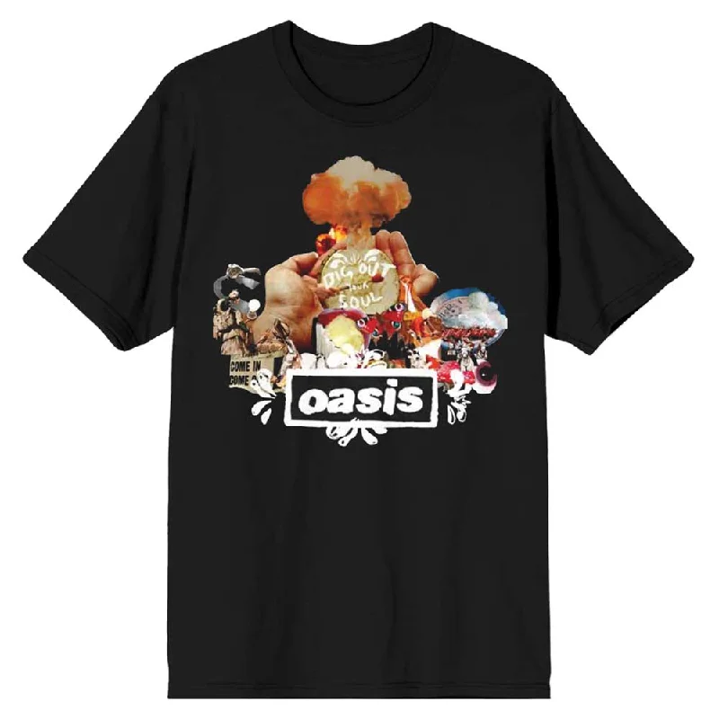 Oasis | Official Band T-Shirt | Atomic Collage Nylon Fabric Polyester Fabric Spandex Fabric