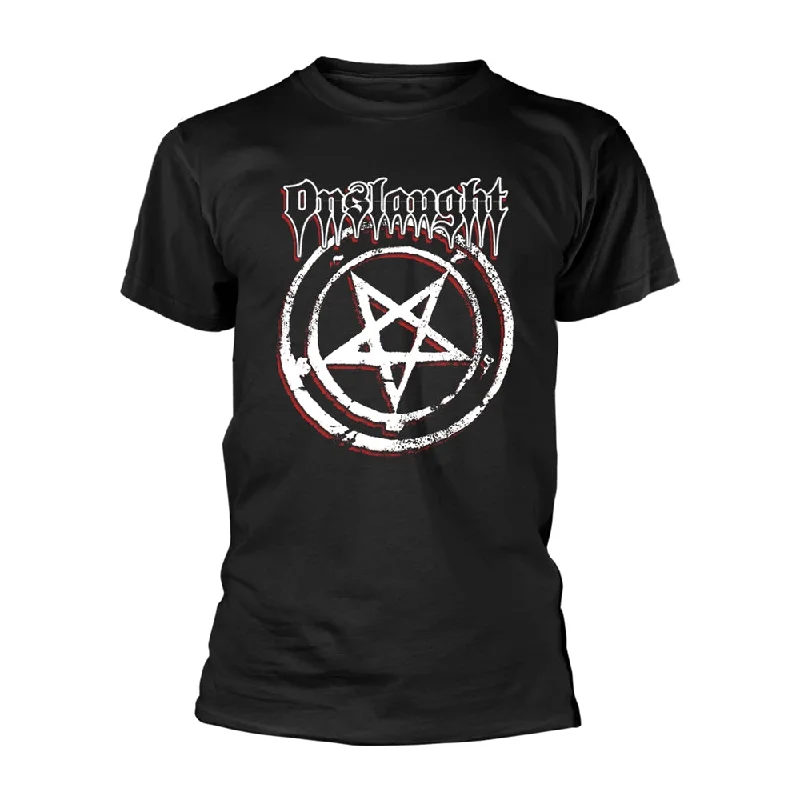 Onslaught Unisex T-shirt: Pentagram Machine Wash Dry Clean Hand Wash