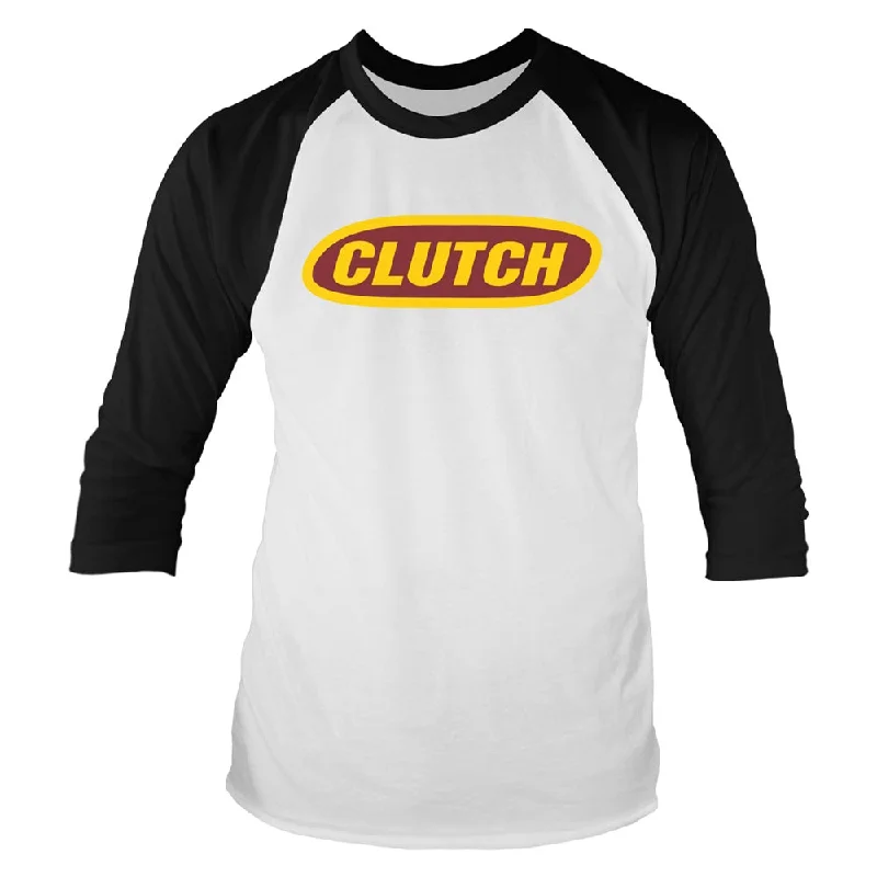 Clutch Unisex Raglan T-shirt: Classic Logo (Whte/Black) Sequined Glittery Shiny