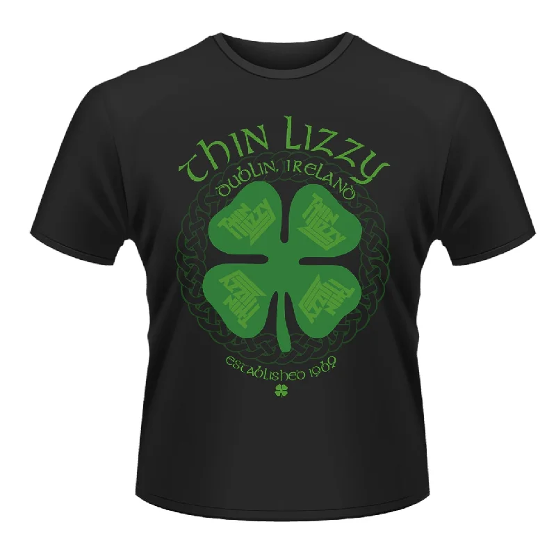 Thin Lizzy Unisex T-shirt: Four Leaf Clover Notch Collar Peter Pan Collar Cowl Neck