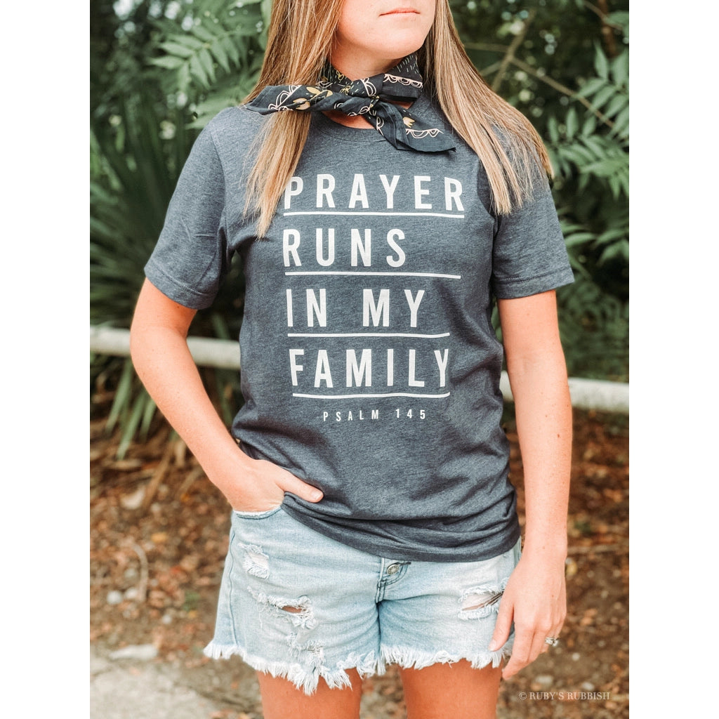 Prayer Runs in My Family | Scripture Tee Chenille Blend Fleece Blend Nylon Blend