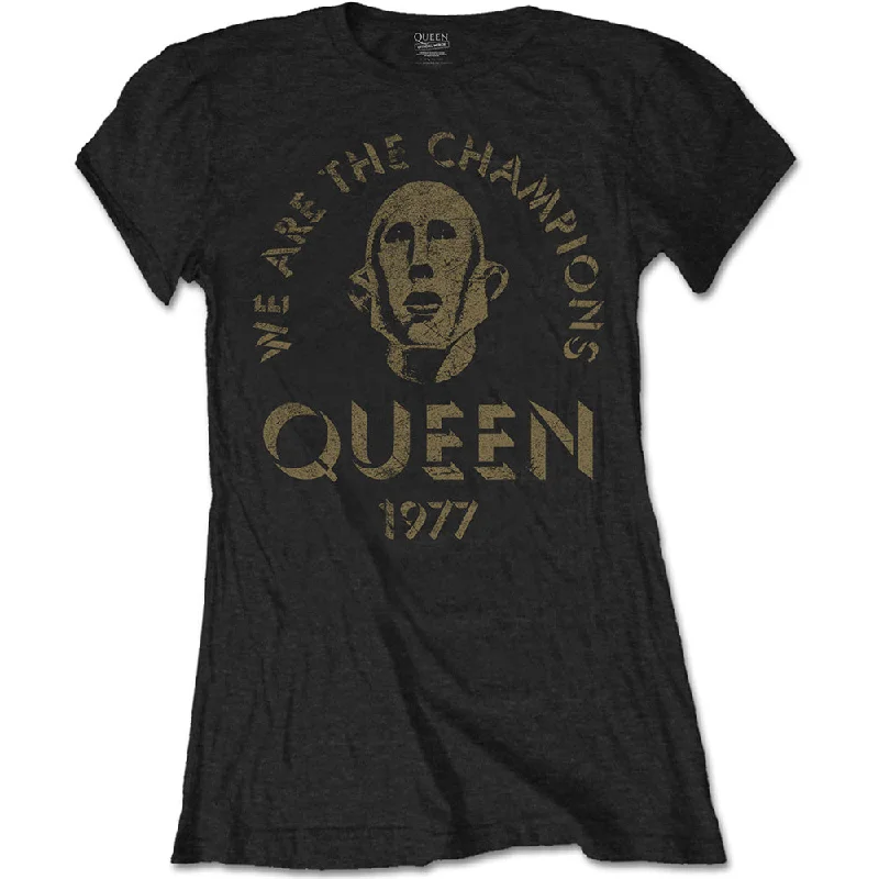 Queen Ladies T-Shirt: We Are The Champions Iron Safe Non-Iron Wrinkle Free