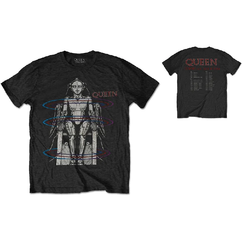 Queen | Official Band T-Shirt | European Tour 1984 (Back Print) Striped Floral Plaid Queen | Official Band T-Shirt | European Tour 1984 (Back Print) Striped Floral Plaid