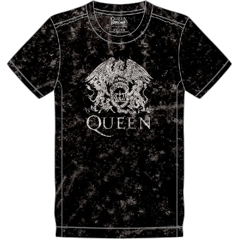 Queen Unisex T-Shirt (Snow Wash): Classic Crest Satin Blend Silk Blend Wool Blend
