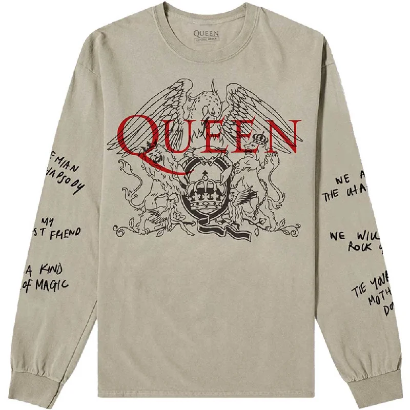 Queen Unisex Long Sleeve T-Shirt: Handwritten (Sleeve Print) Nylon Fabric Polyester Fabric Spandex Fabric Queen Unisex Long Sleeve T-Shirt: Handwritten (Sleeve Print) Nylon Fabric Polyester Fabric Spandex Fabric