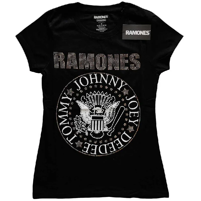 Ramones Ladies T-Shirt: Presidential Seal (Diamante) Terry Blend Velvet Blend Canvas Blend Ramones Ladies T-Shirt: Presidential Seal (Diamante) Terry Blend Velvet Blend Canvas Blend
