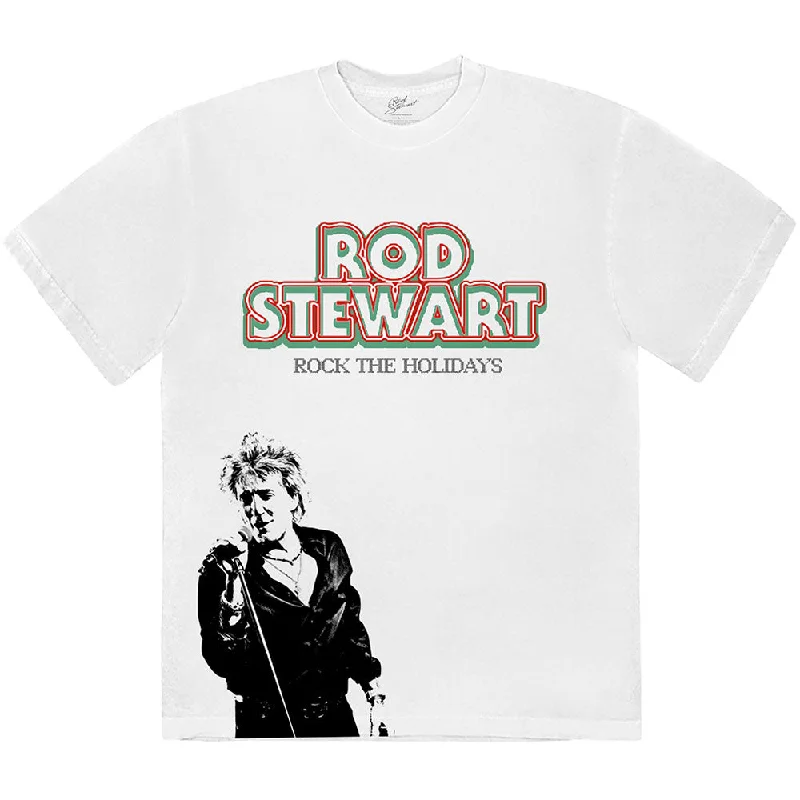 Rod Stewart | Official Band T-Shirt | Rock The Holidays Basic T-Shirt Crew Neck Short Sleeve Rod Stewart | Official Band T-Shirt | Rock The Holidays Basic T-Shirt Crew Neck Short Sleeve