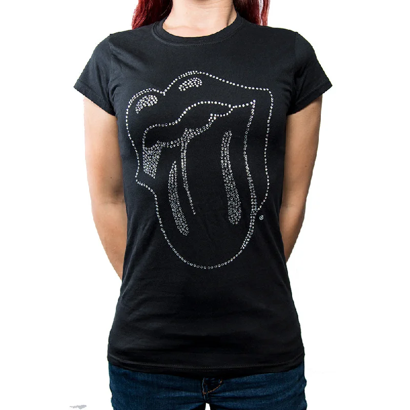 The Rolling Stones Ladies Fashion T-Shirt: Tongue (Diamante) Fashionable Trendy Casual The Rolling Stones Ladies Fashion T-Shirt: Tongue (Diamante) Fashionable Trendy Casual
