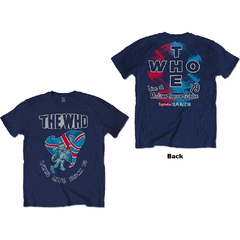 The Who T-Shirt: Long Live Rock '79 (Back Print) Notch Collar Peter Pan Collar Cowl Neck The Who T-Shirt: Long Live Rock '79 (Back Print) Notch Collar Peter Pan Collar Cowl Neck