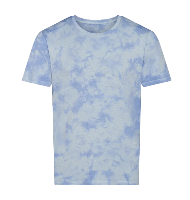 Tie Dye Blue Marble T-Shirt Welt Pockets Slit Pockets Flap Pockets