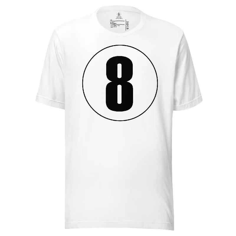 Unisex t-shirt: Black on White 8 Basic T-Shirt Crew Neck Short Sleeve