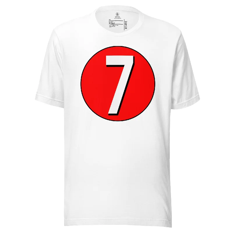 Unisex t-shirt: White on Red 7 Cashmere Blend Cotton Blend Poly Blend