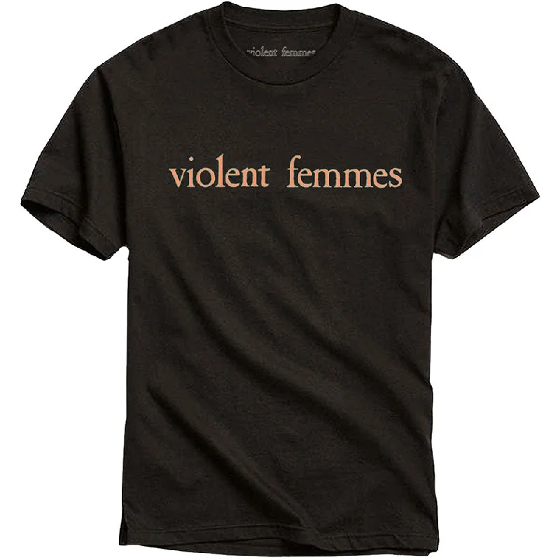 Violent Femmes | Official Band T-Shirt | Salmon Pink Vintage Logo Boxy Fit Fitted Loose