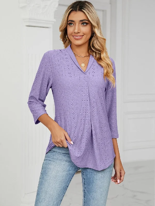 V-Neck Pleated Casual Loose Medium Sleeve T-Shirt Basic T-Shirt Crew Neck Short Sleeve V-Neck Pleated Casual Loose Medium Sleeve T-Shirt Basic T-Shirt Crew Neck Short Sleeve