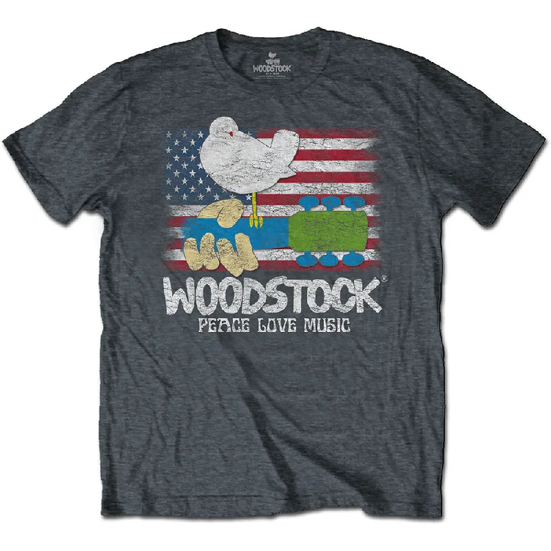 Woodstock | Official Band T-shirt | Flag Basic T-Shirt Crew Neck Short Sleeve