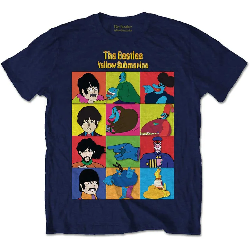 The Beatles Kids T-Shirt: Submarine Characters Striped Floral Plaid