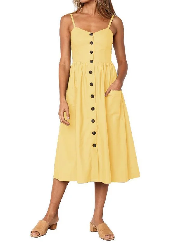 2018 NEW CLASSIC SPAGHETTI STRAPS MIDI DRESS Comfortable Ruched Midi Dress