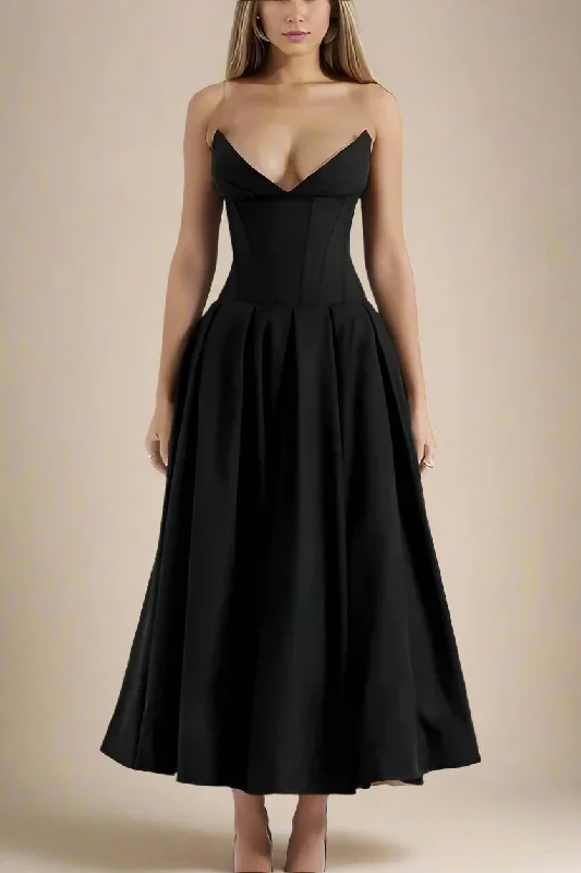Gabbi Bodycon Midi Dress - Classic Black Fashionable Casual Midi Dress