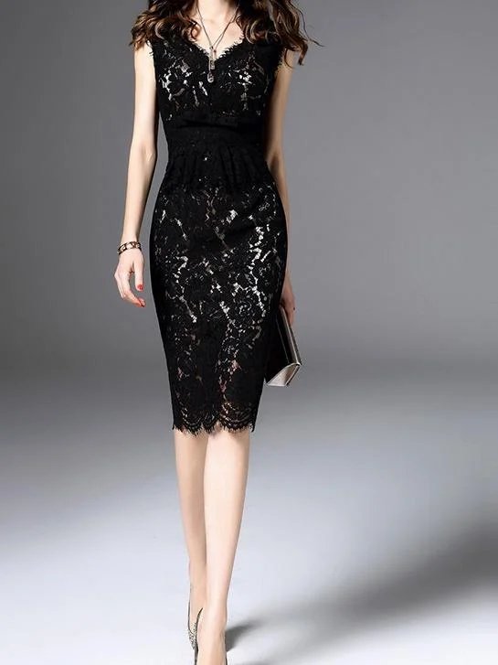 Lace Sleeveless Bodycon Midi Dress Trendy Bodycon Midi Dress