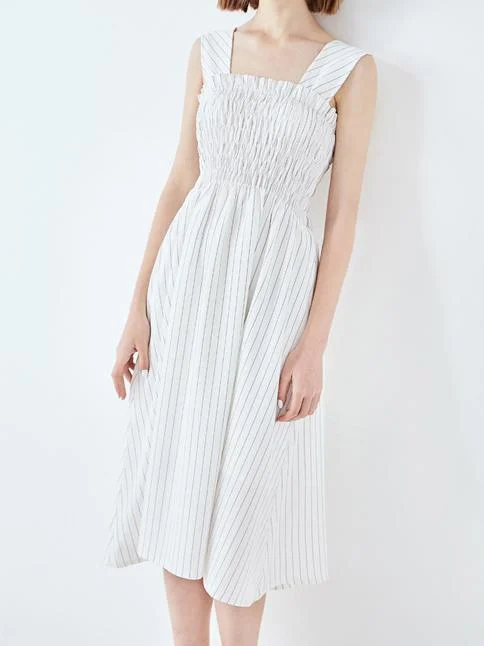 VINTAGE STRIPES MIDI DRESS Trendy A-Line Midi Dress