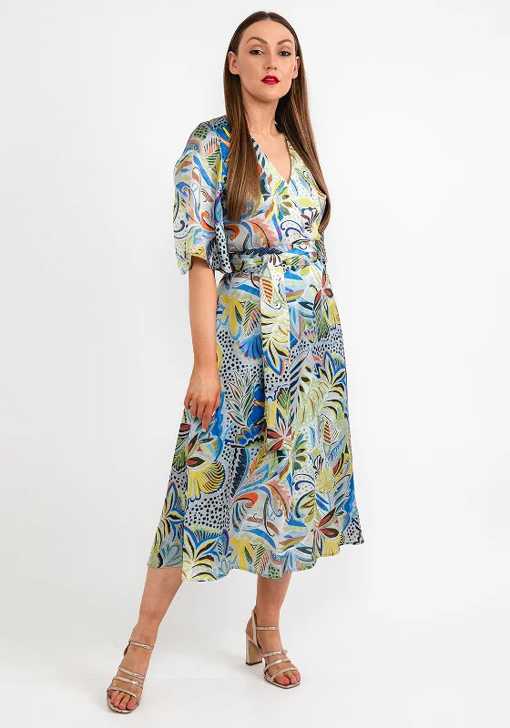 Camelot Floral Print Midi Dress, Green Multi Stylish Long Sleeve Floral Midi Dress