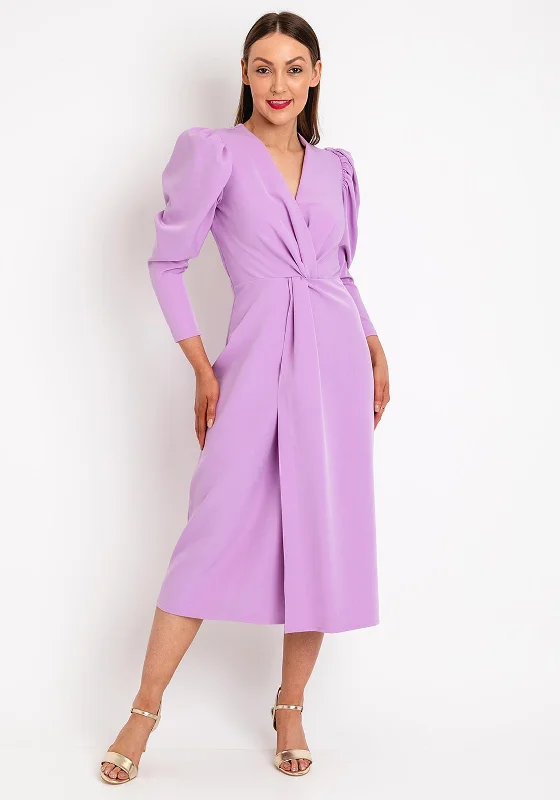 Cayro Monaco Puff Sleeve Midi Dress, Lilac Chic Bohemian Midi Dress