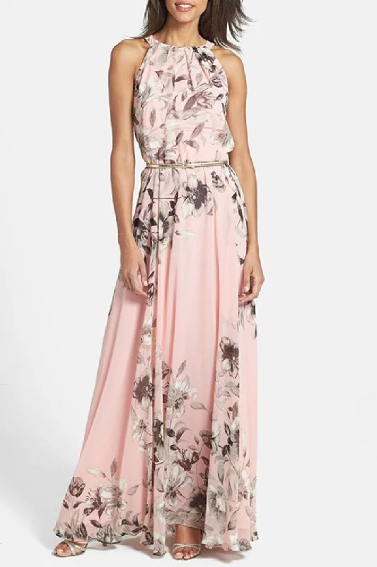 Charming Floral Printed Sleeveless Maxi Dress Trendy Ruffled Maxi Dress