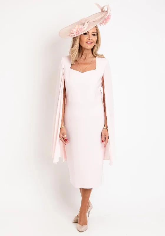 Claudia C Monet Chiffon Sleeve Midi Dress, Blush Comfortable Lace-Up Midi Dress