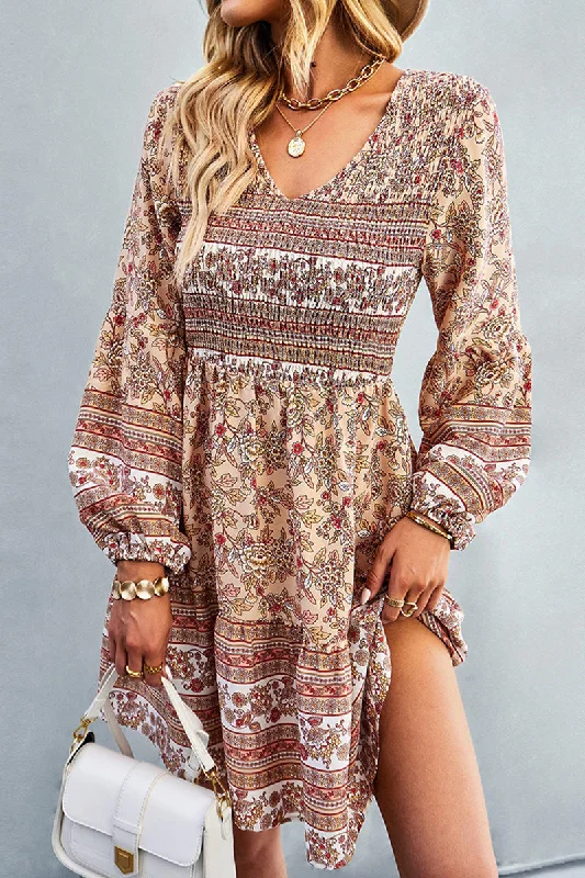 PATTERNED LOOSE SLEEVE MIDI DRESS Trendy Knit Midi Dress
