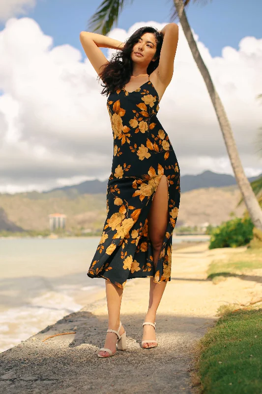 Fall Floral Midi Dress Chic Floral Print Midi Dress