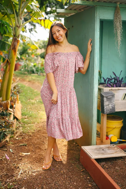 Floral Off Shoulder Midi Dress (FINAL SALE) Cozy Tie-Dye Midi Dress