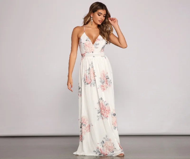 Forever Gorgeous Floral Chiffon Maxi Dress Cozy Ribbed Maxi Dress