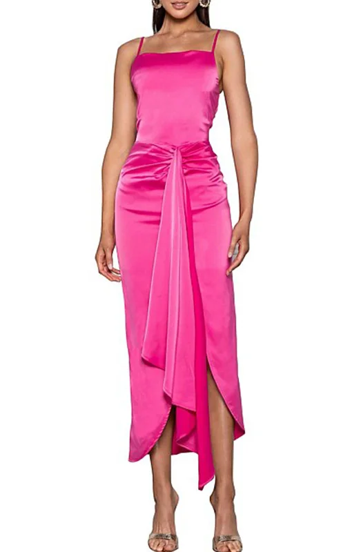 Gathered Waist Midi Dress by Elle Zeitoune Elegant Pleated Detail Midi Dress