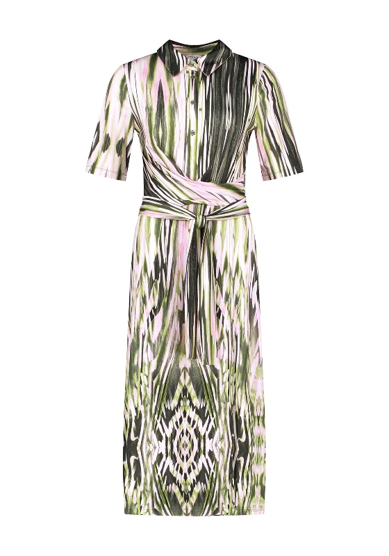 Gerry Weber Wrap Waist Printed Midi Dress, Green Multi Cozy T-shirt Midi Dress