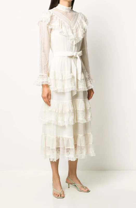 Glassy frilled lace midi dress by Zimmermann Stylish Animal Print Midi Dress