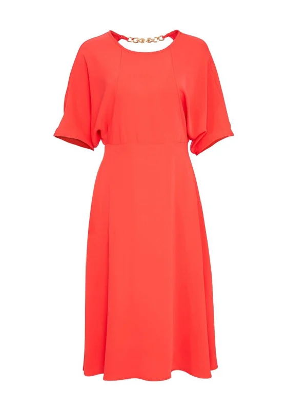 Kate Cooper Chain Back A Line Midi Dress, Coral Comfortable Denim Midi Dress