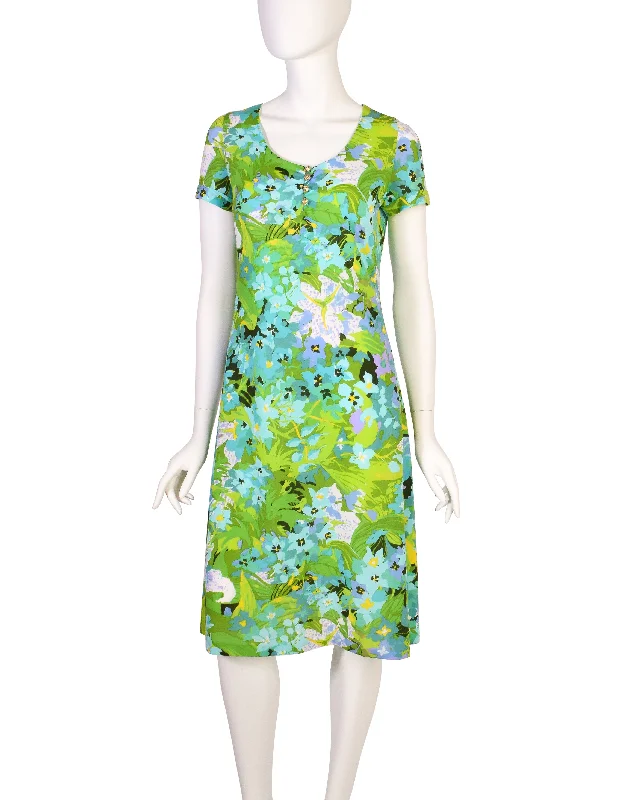 Ken Scott Vintage 1970s Vibrant Green Floral Print Mini Dress Elegant Satin Lace Mini Dress Ken Scott Vintage 1970s Vibrant Green Floral Print Mini Dress Elegant Satin Lace Mini Dress