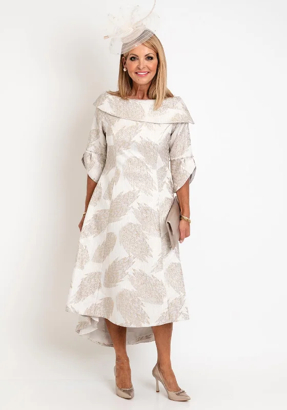 Lizabella Embossed Dip Hem Midi Dress, Stone Comfortable Sleeveless Midi Dress