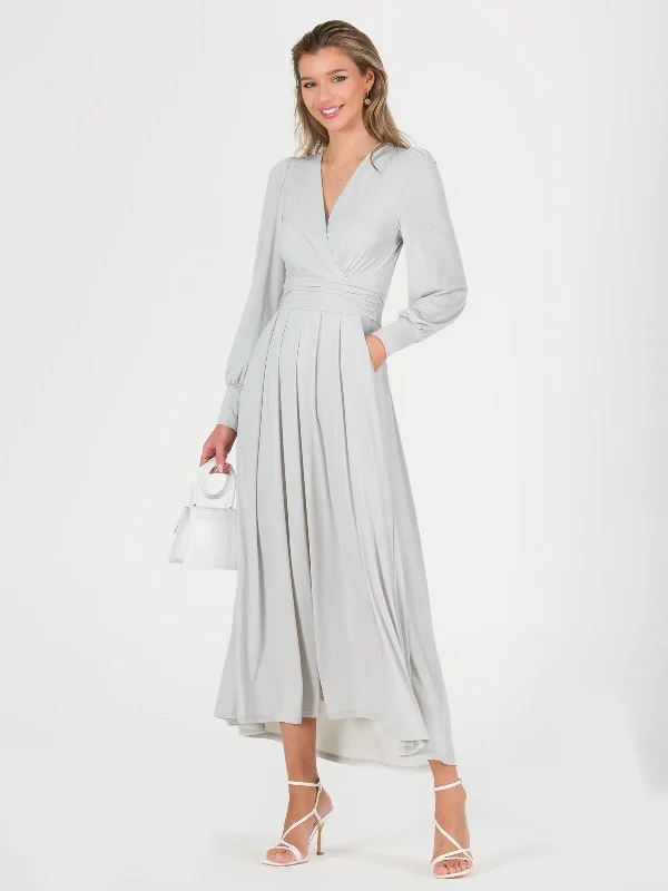 Rashelle Jersey Long Sleeve Maxi Dress, Pearl Cozy Knitted Maxi Dress